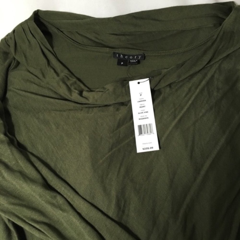 THEORY Lavanien Heart Mini Dress in Olive Vine - Picture 3 of 4